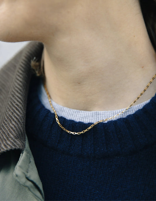 Gold Box Link Chain Necklace