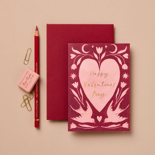 Folk Heart ‘Happy Valentine’s Day’ Card