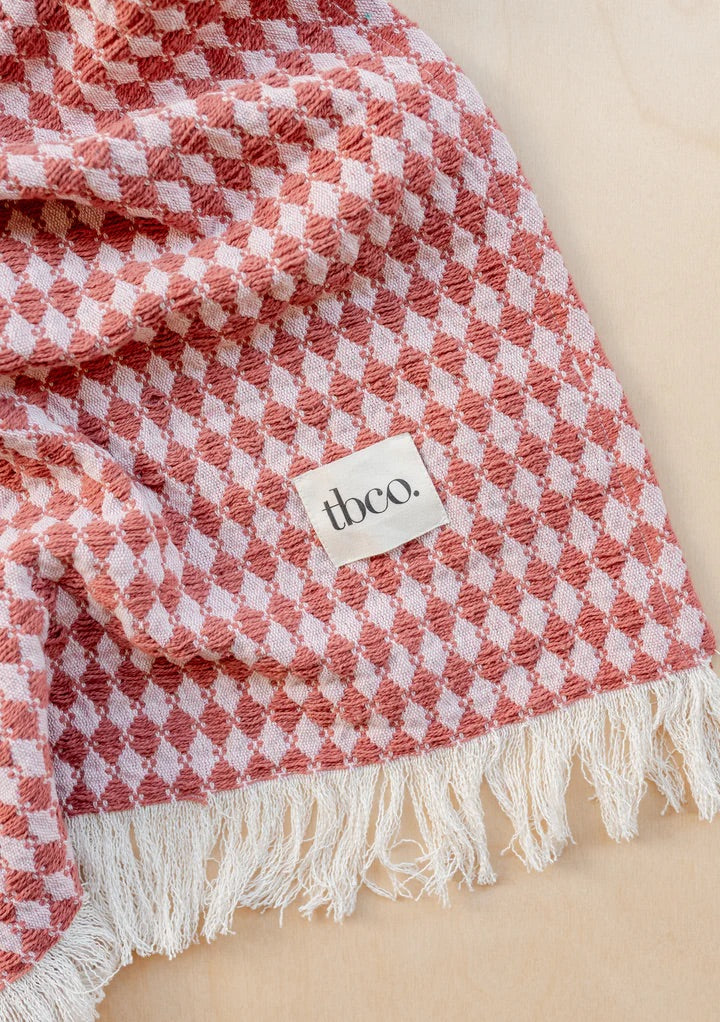 Cotton Throw, Pink Argyle