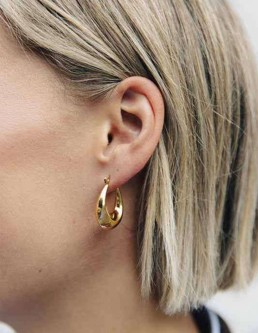Bold Crescent Hoop Earrings, Gold