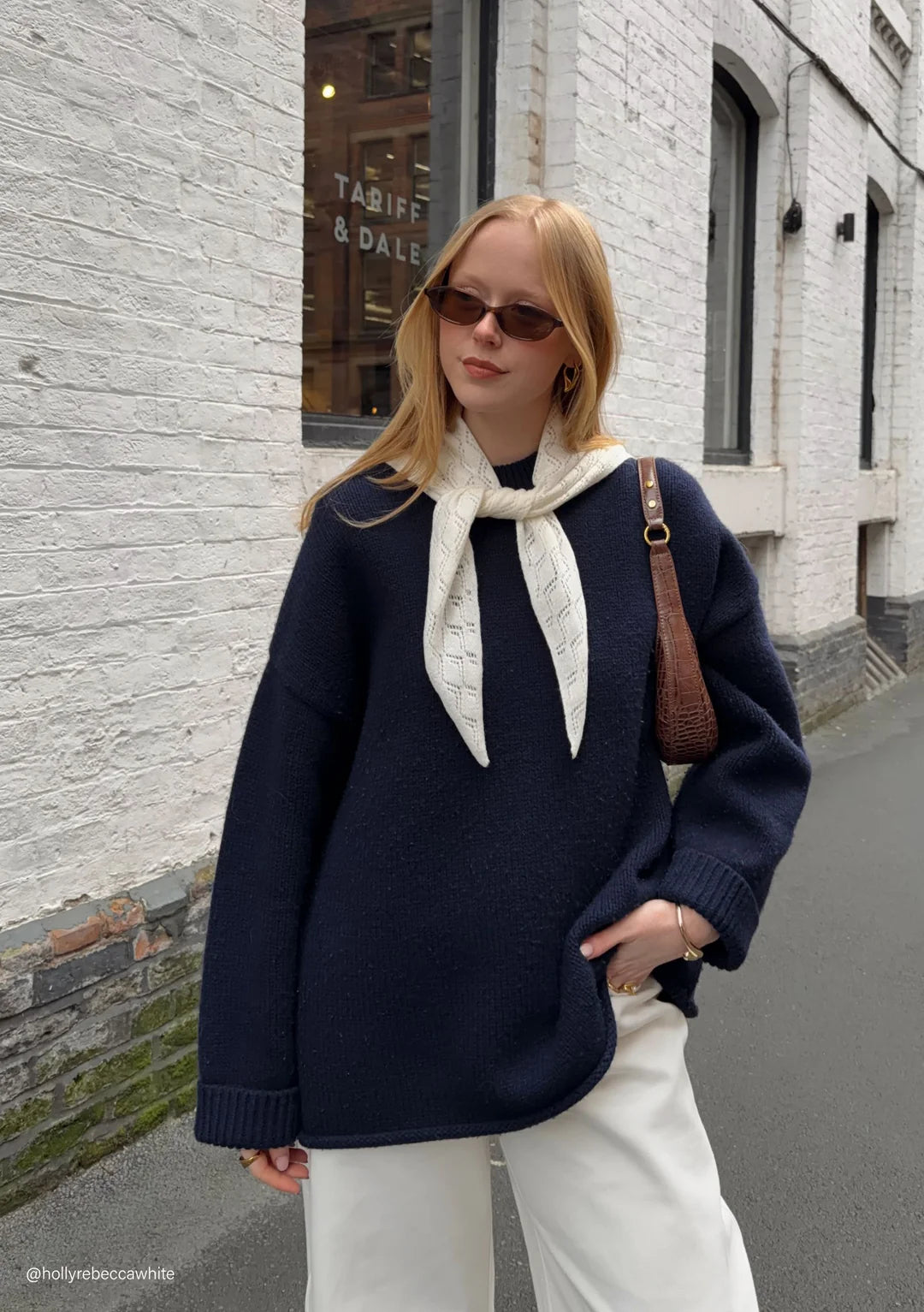 Merino Wool Triangle Scarf,
White Pointelle