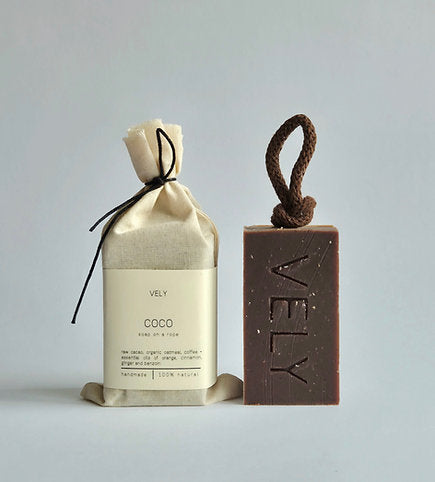 Soap On A Rope "COCO" With Coffee And Raw Cacao