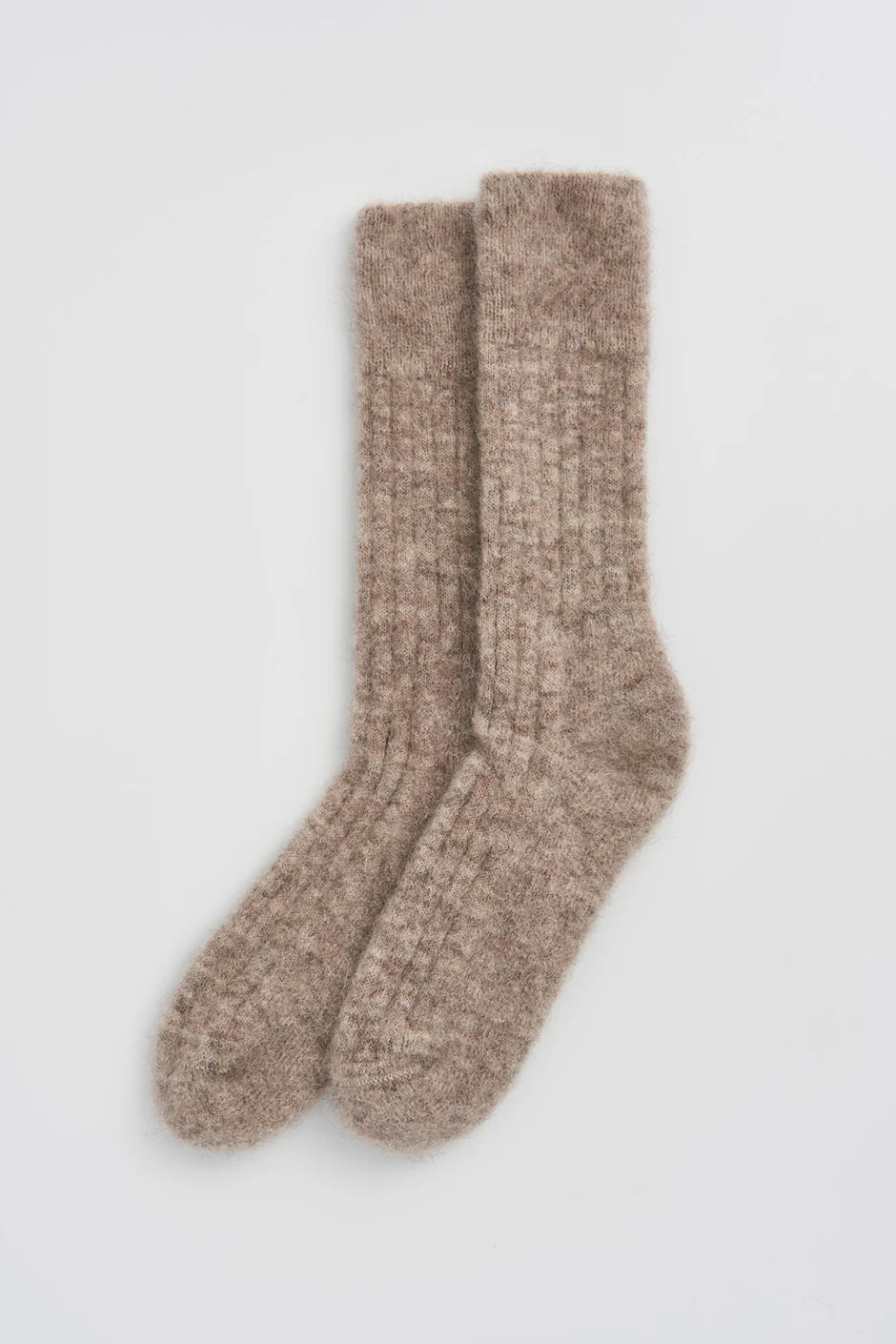 Ultra Soft Alpaca Ribbed Bed Socks, Hare Grey