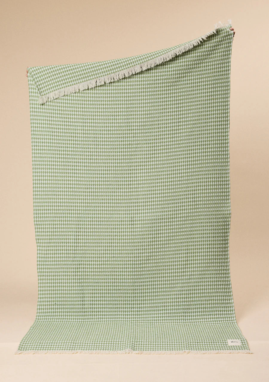 Cotton Throw, Green Argyle