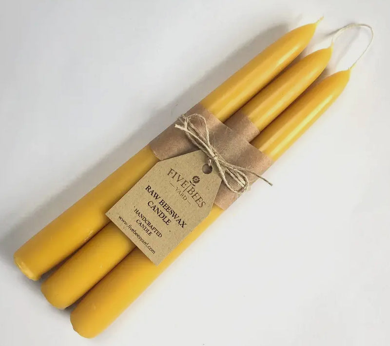 Large Beeswax Taper Candles, Set of 3