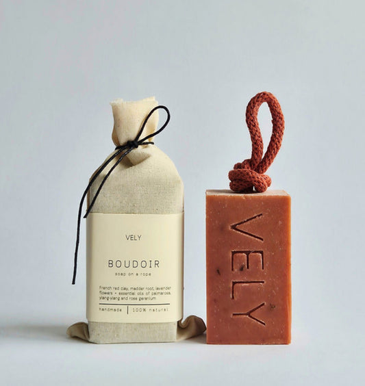 Soap on a Rope, “Boudoir” with French Red Clay
