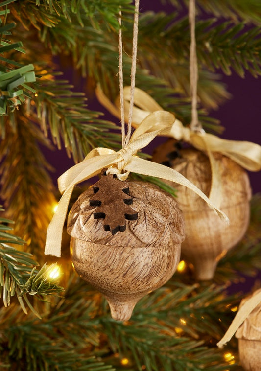 Hand Carved Acorn Decoration