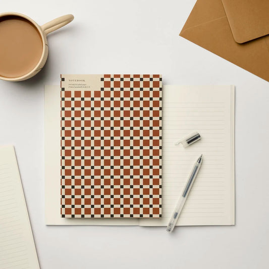 A5 CINNAMON GINGHAM RULED + PLAIN NOTEBOOK