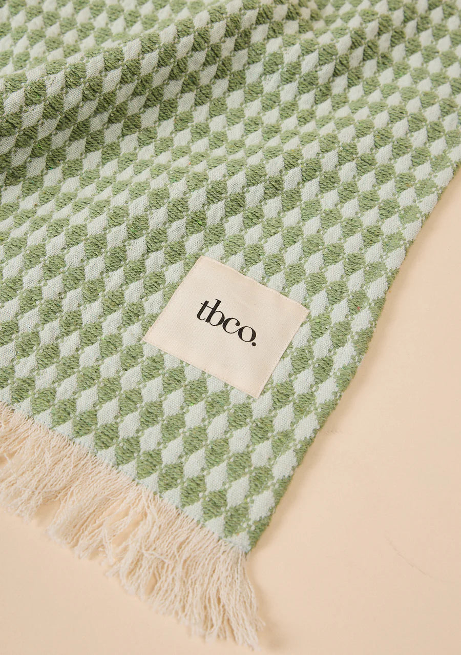 Cotton Throw, Green Argyle