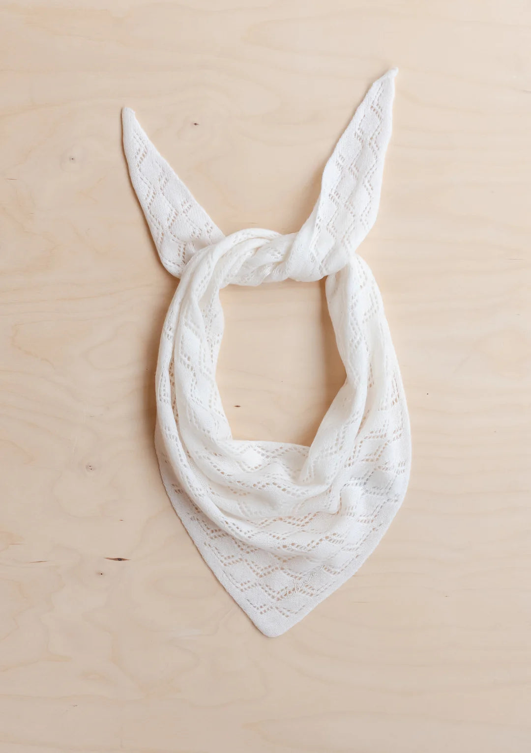 Merino Wool Triangle Scarf,
White Pointelle