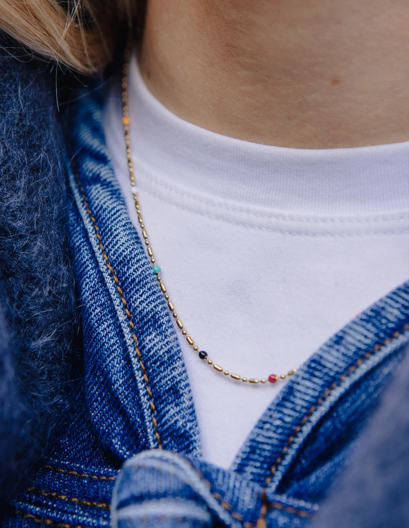 Gold Rainbow Beaded Necklace
