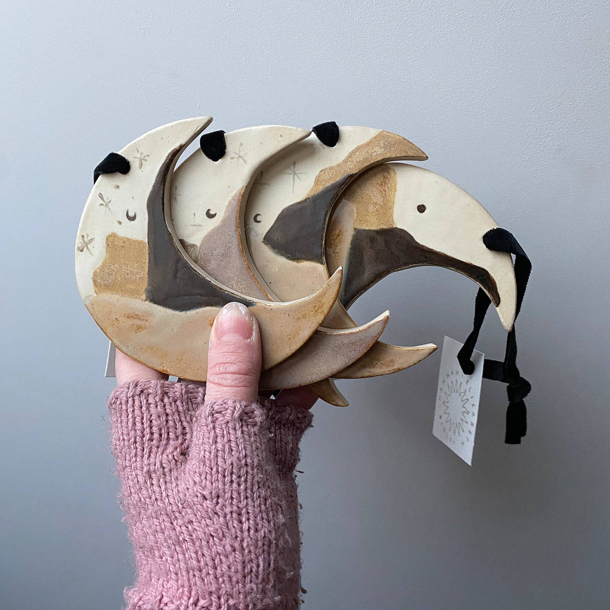 Hanging Mountain Crescent Moon | Stoneware Ceramic
