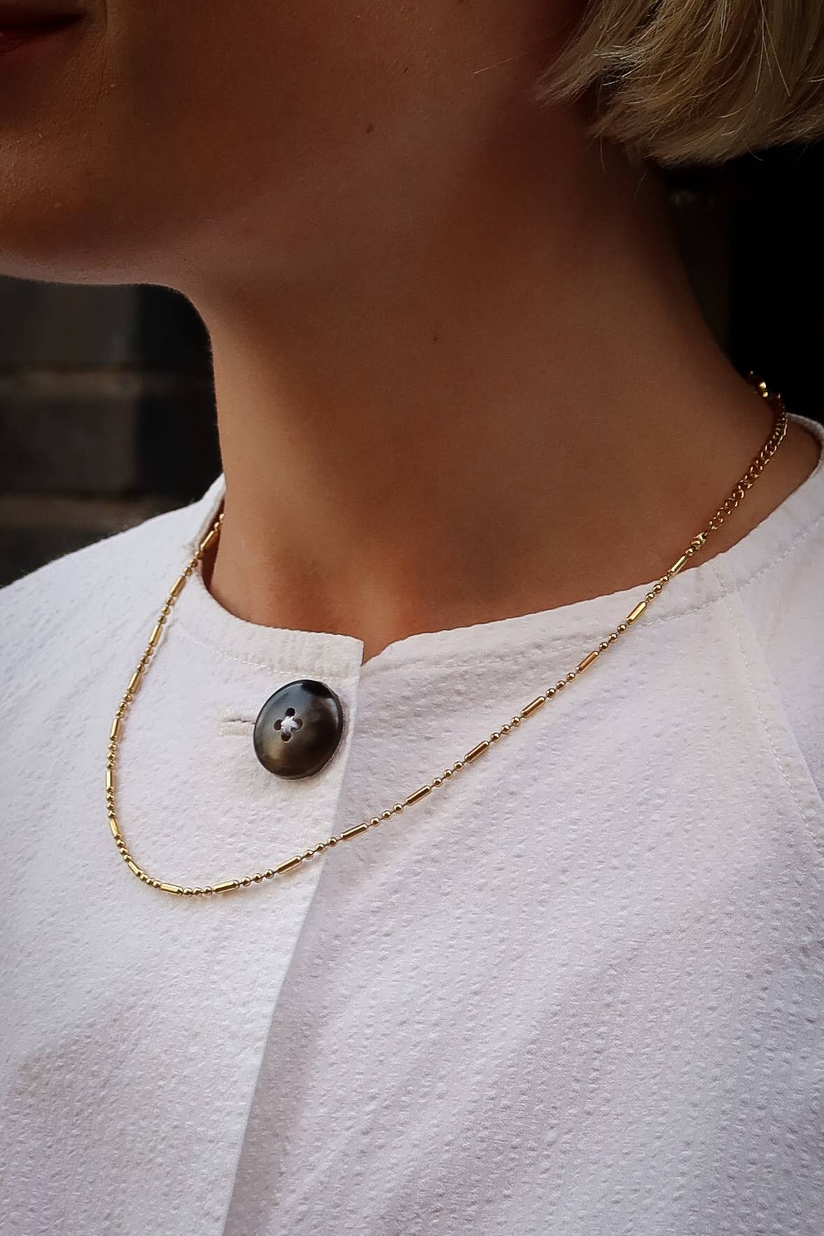 Gold Beaded Necklace, Waterproof