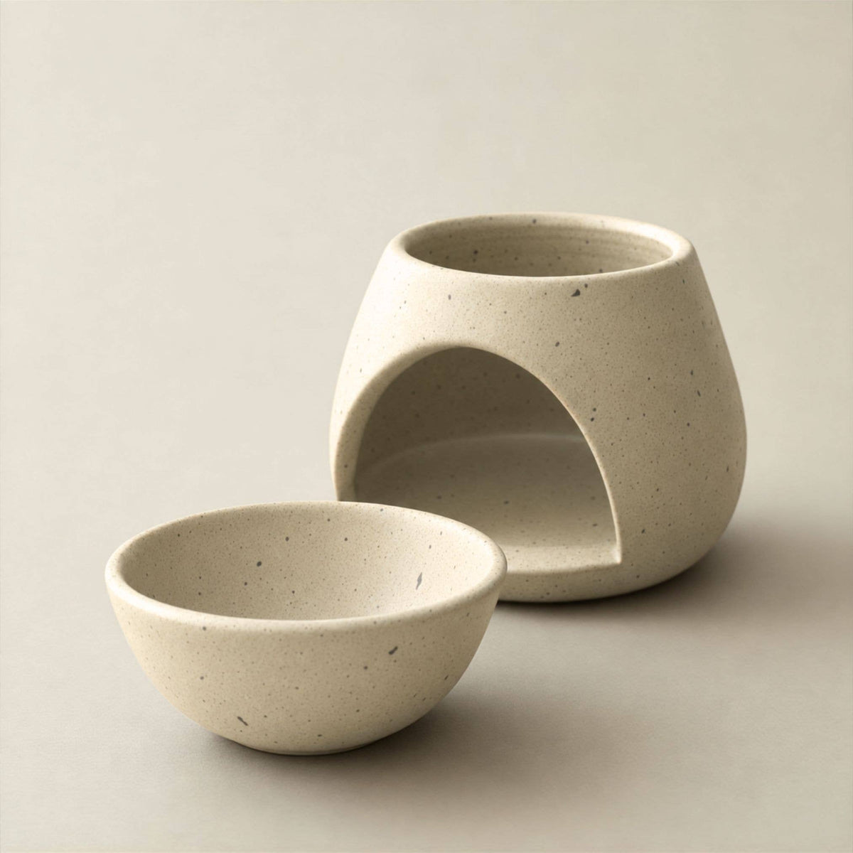 SUNU Stoneware Essential Oil Burner: Cream Sand