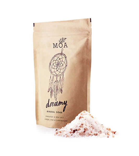 Brown paper bag with MOA dreamy bath salts 
