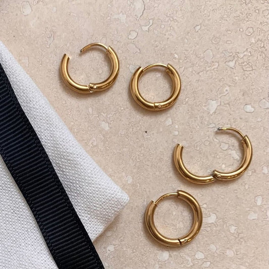 gold coloured hoop hinged earrings 